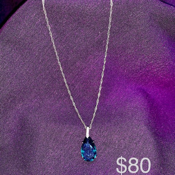 Swarovski Blue Teardrop Necklace - Picture 1 of 1